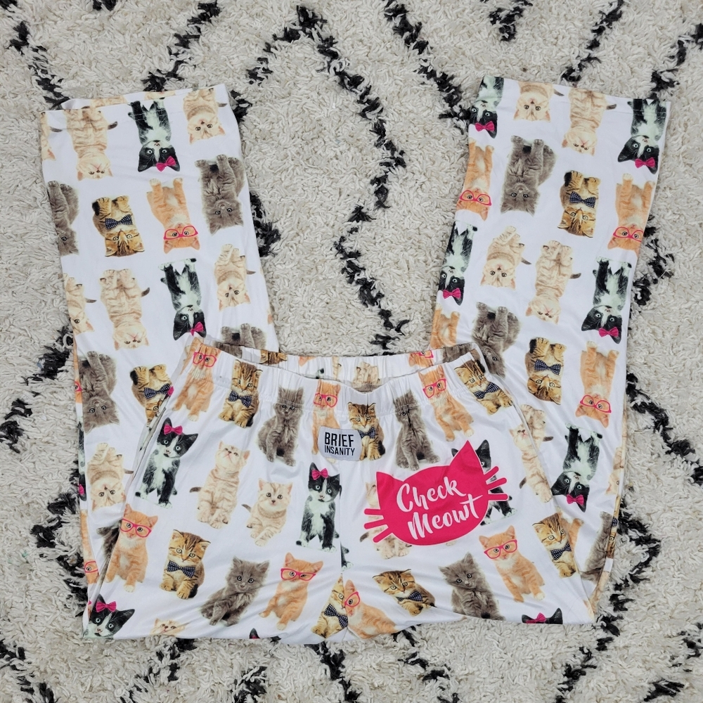 Brief Insanity Check Meowt Cat Lounge Pants XL 🐱 Novelty Pajamas
